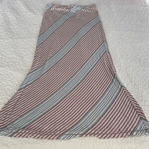 Studio M A-Line Skirt in Brown & Teal  Stripes EUC M